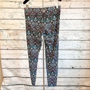 Victoria's Secret Blue and Black Leggings with Intricate Pattern